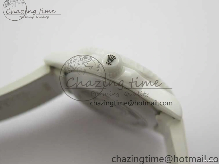 Ceramic Edition 40mm White Dial Submariner Painting White on Best Strap SA3135 Rubber 5GF 0104